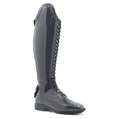 Chester Madrid in grey patent with toe and heel detail 