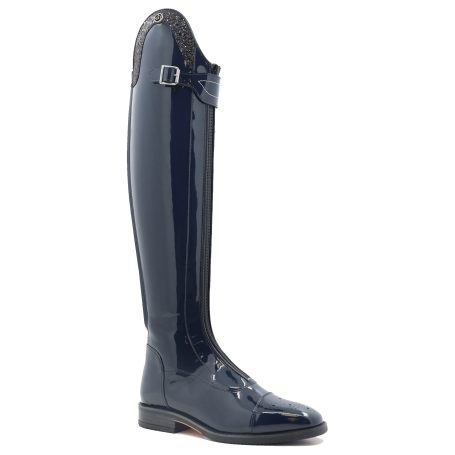 Chester Paris boot in blue patent with glitter top and only top strap