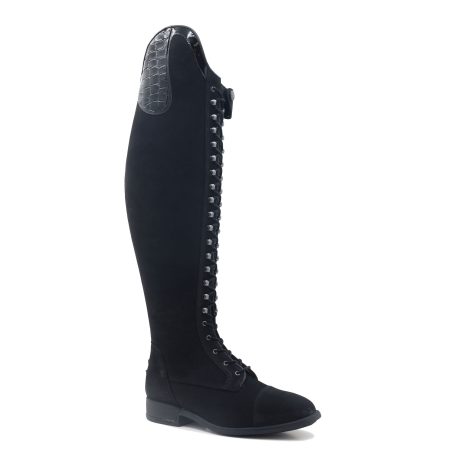 Chester Madrid boot in black suede with a black croc top