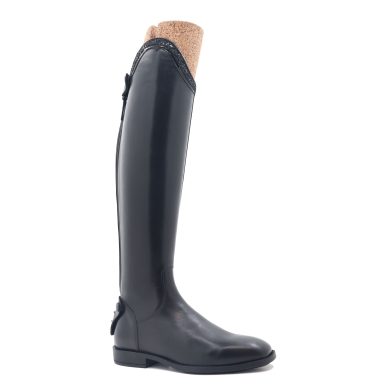 Chester Badminton boot in black leather with black glitter top
