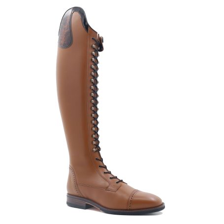 Chester Madrid boot in cognac leather with toe detail and caramel top