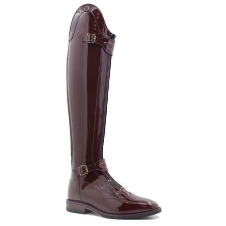 Chester Paris Boots in Burgundy Patent with top and bottom strap